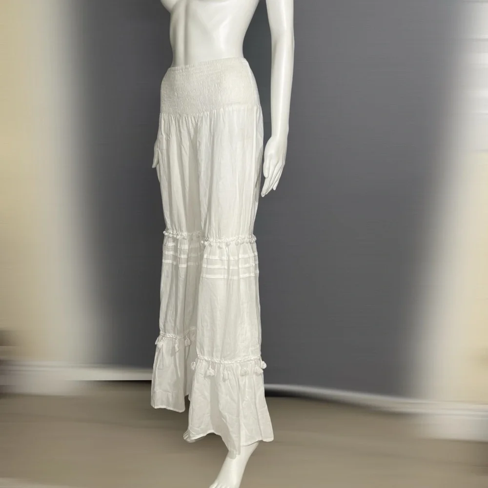 Antica Sartoria by Giacomo Cirque white embellished wide leg pants - Picture 5 of 9